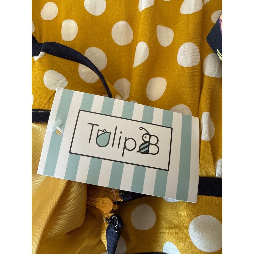 Tulip B Unique Vintage Yellow White Dots Retro A-line Swing Midi Skirt S NWT - Picture 8 of 8